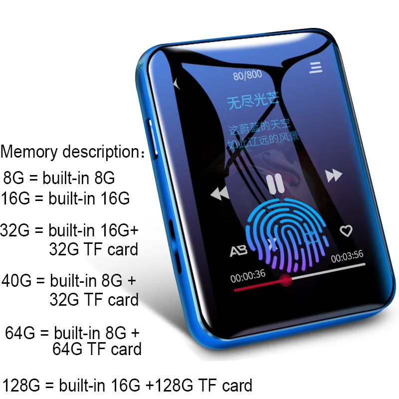 

BENJIE X1 Bluetooth MP4 Player Touch Screen 8GB 16GB Music Player With FM Radio Video Player E-book Player MP3 With Speaker