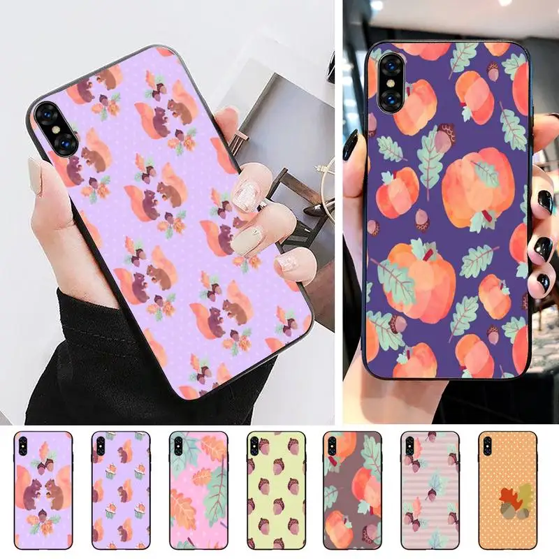Чехол для телефона с изображением белки и осенних листьев IphoneX XS 11 11Pro 5 5s SE 6 6s Plus 7 8