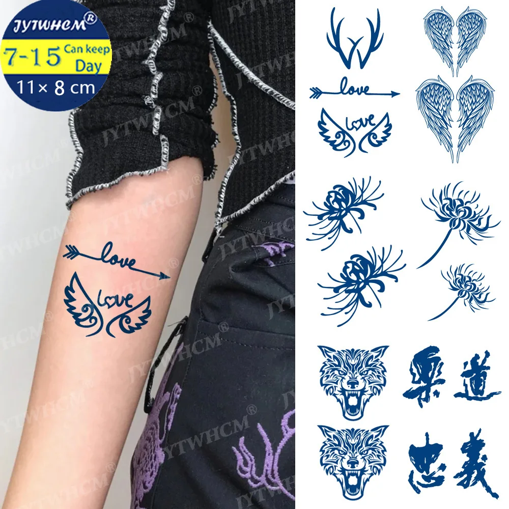 

Waterproof Small Temporary Tattoo Stickers Flower Rose Flash Tattoos Snake Realistic Angle Body Art Arm Fake Sleeve Tattoo Women