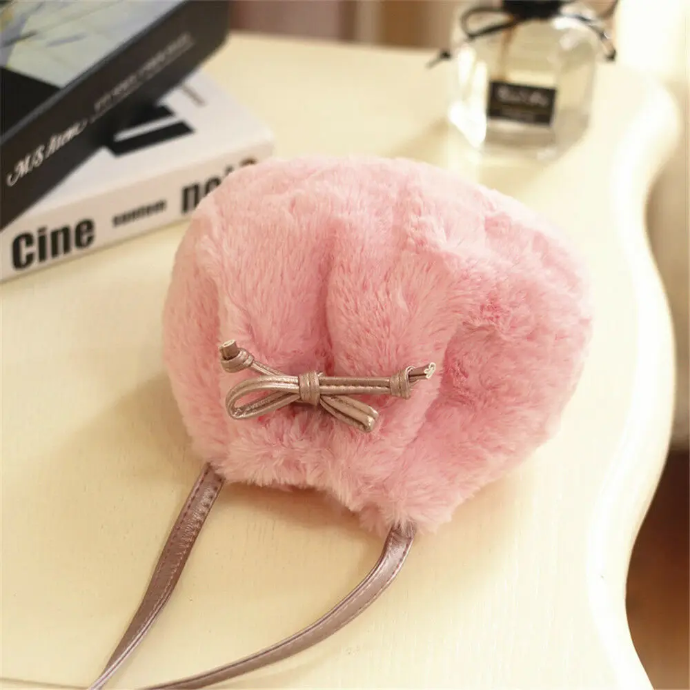 Children Mini Bucket Bag Autumn Winter Faux Fur Kids Crossbody Shoulder Bags for Baby Girls Messenger Toddle Wallet Handbags | Игрушки и