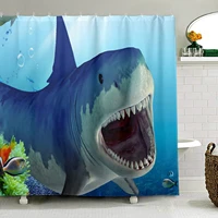 ocean 3d shark print shower curtain polyester fabric waterproof mildew proof high quality bath curtain bathroom curtain decor