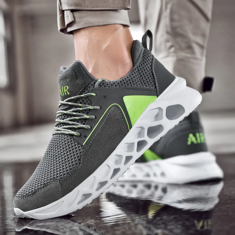 Новинка мужская спортивная обувь для бега Уличная на толстой подошве дышащая