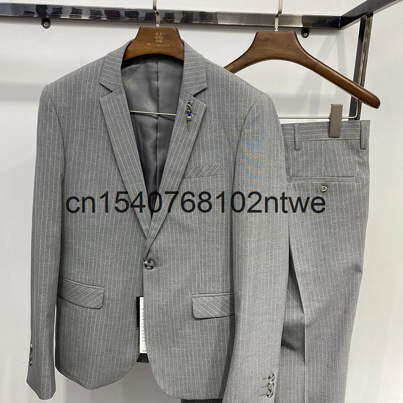 

Новый британский модный мужской костюм-майка из трех предметов костюм с вертикальным рисунком Деловое платье для лучшего мужчины