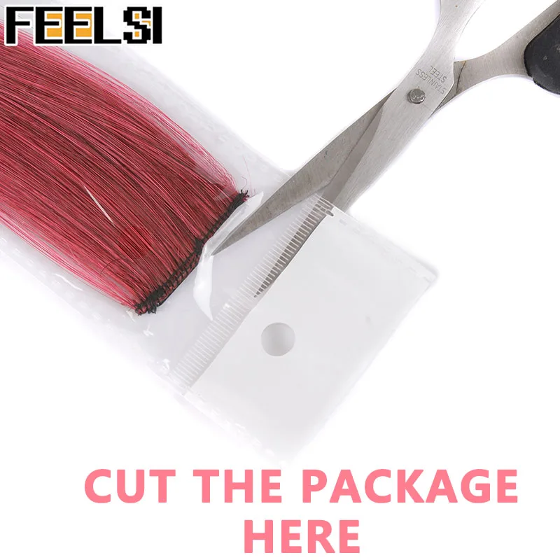 Цветные синтетические накладные волосы FEELSI прямые пряди для занятий спортом 18