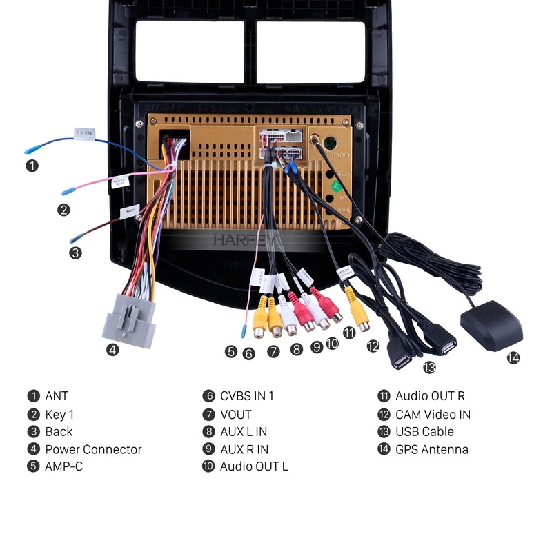 Головное устройство радионавигации Harfey Android 10 0 для 2010-2013 Chevy Chevrolet AVEO 9-дюймовый 2Din