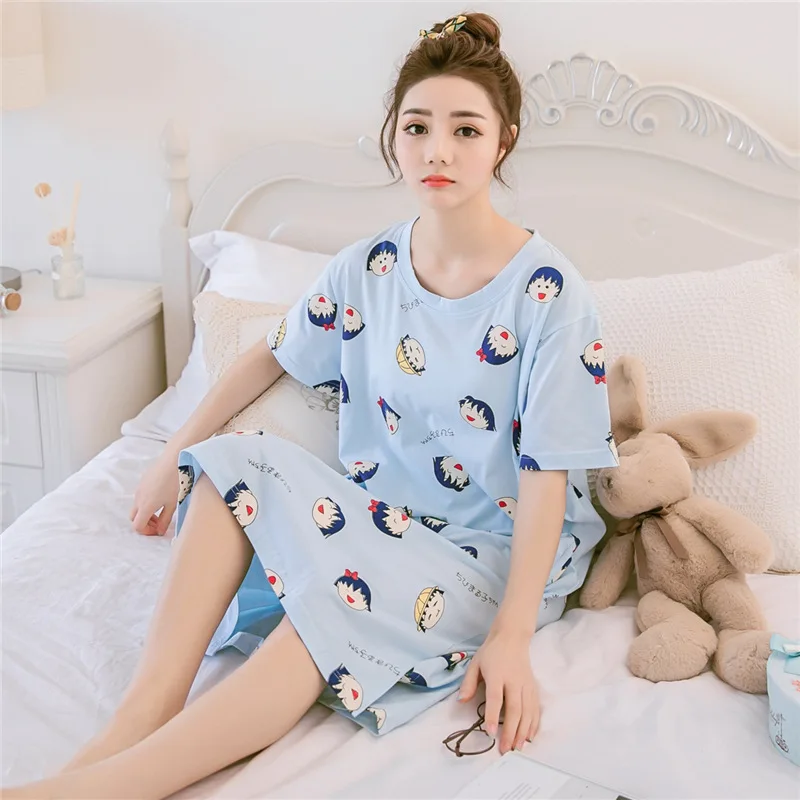 Женская летняя ночная рубашка с коротким рукавом в Корейском стиле пижама свежий