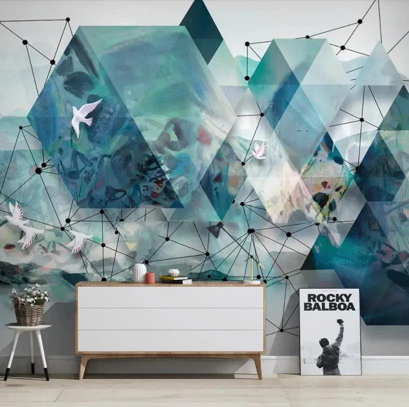 Настенная бумага на заказ Геометрическая современная абстрактная 3D Фреска обои