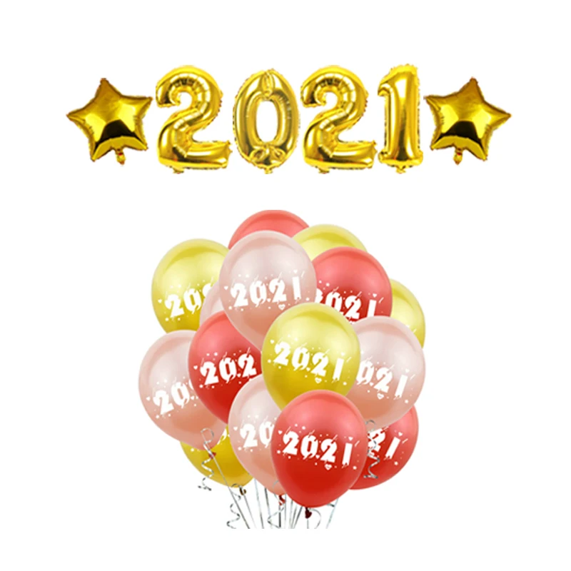ZLJQ 21 шт 2021 набор воздушных шаров цифры украшения счастливого Нового года номер