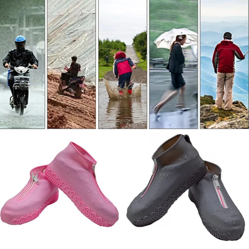 

Waterproof Shoe Covers Reusable Foldable Not-Slip Rain Shoe Covers With Zipper Overshoes Rain Galoshes For Men And Women