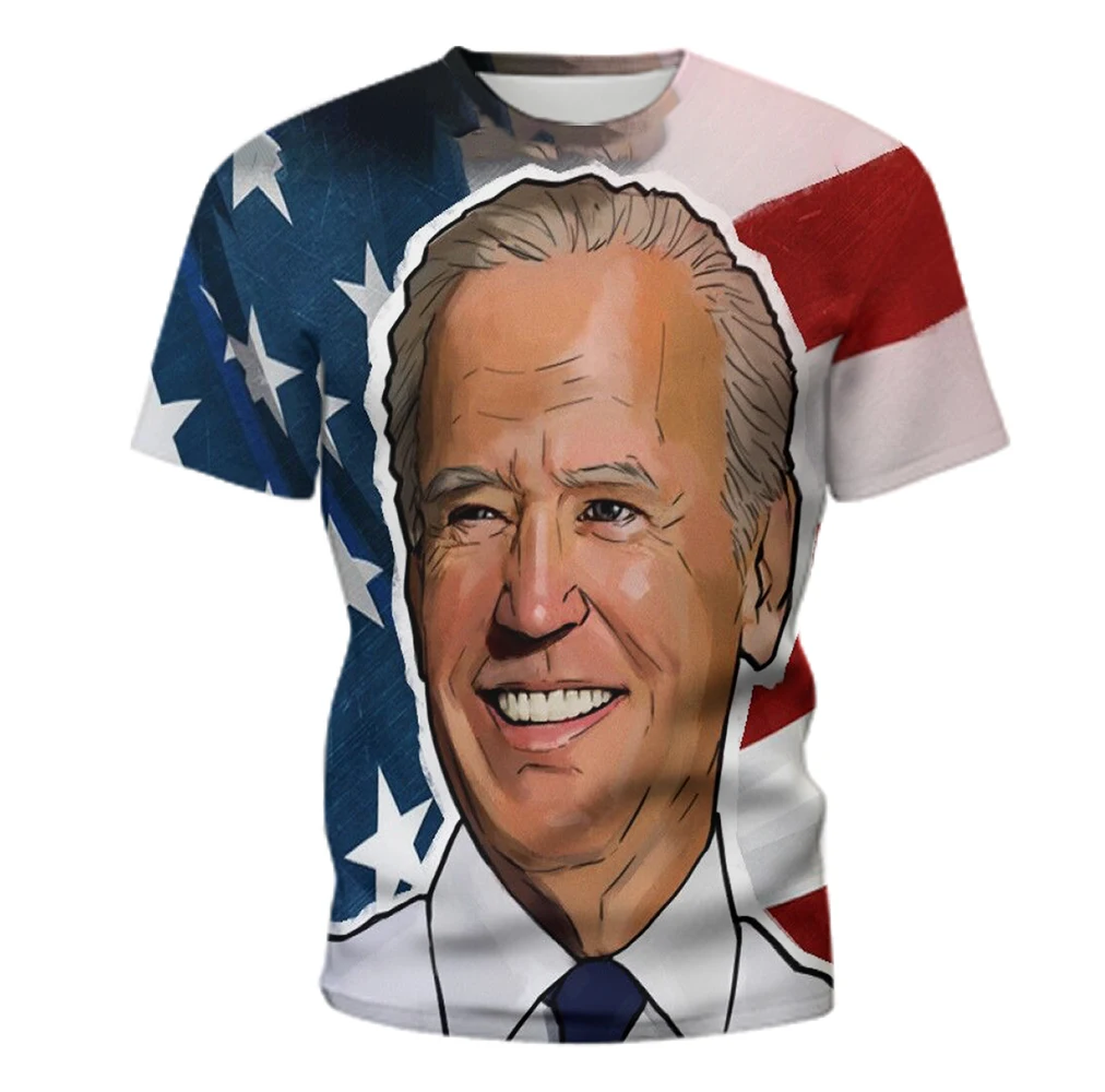 

2021 summer new men's T-shirt 3D spoof character Biden graphic print T-shirt casual fashion street trend short-sleeved top