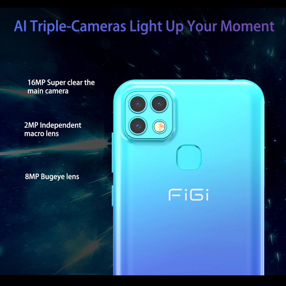 FIGI Note 1 Pro Octa Core Cellphone 6.6 Inch MobilePhone Android 9 4GB 128GB SmartPhone 16MP Al Triple-Cameras 4000mAh Helio P25