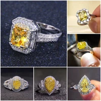 caoshi brilliant yellow cz rings for women gorgeous anniversary gift for female delicate lady luxury accessories party jewelry