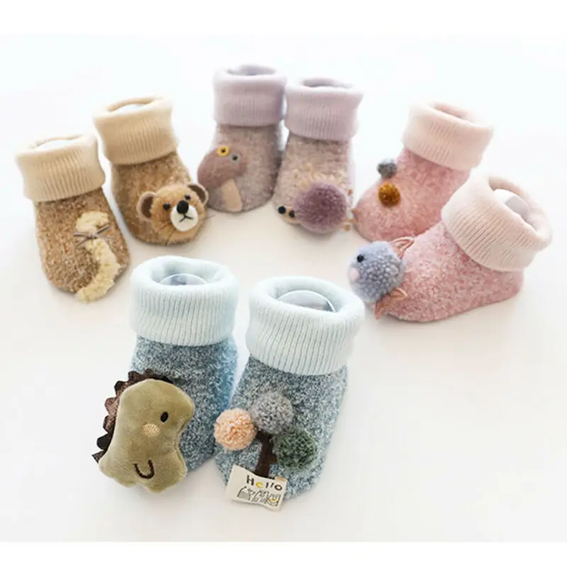 Emmababy Нескользящие зимние теплые носки с мягкой подошвой для новорожденных