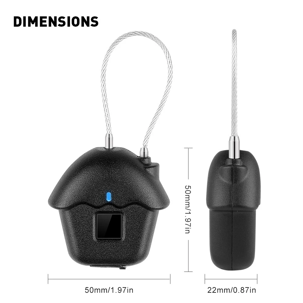 

New USB Rechargeable Intelligent Fingerprint Lock IP54 Waterproof Anti-theft Keyless Padlock Carry Luggage Case Lock