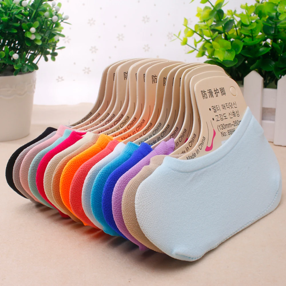 Женские носки невидимки однотонные из силикагеля летние осенние модные