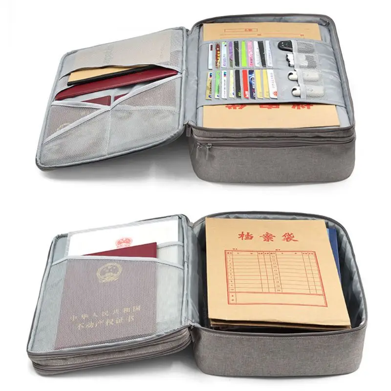 Double Layer Document Ticket Bag Zipper Storage Large Capacity Certificates Files Organizer Travel | Канцтовары для офиса и