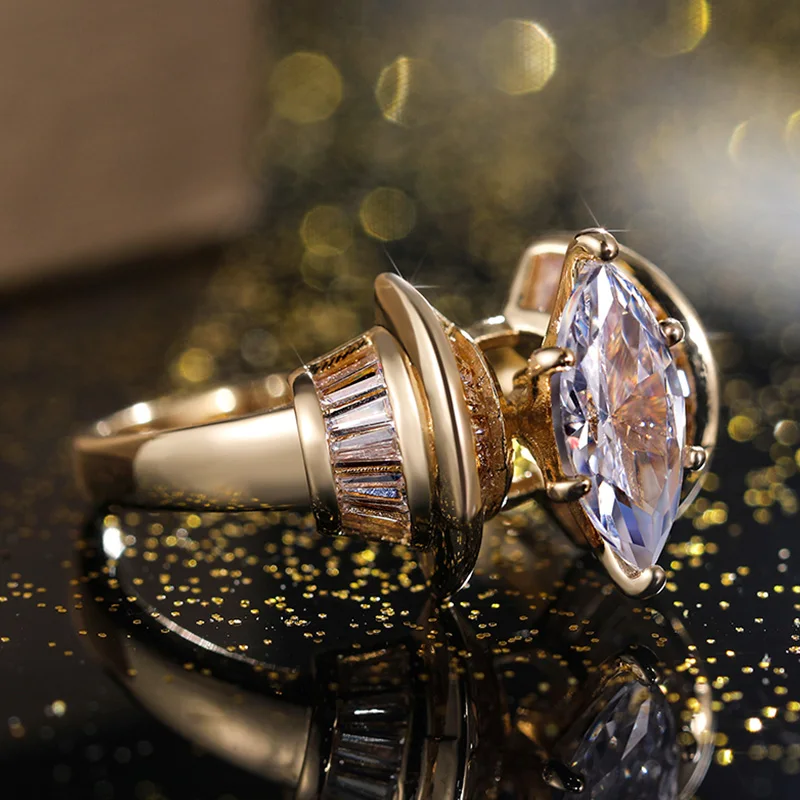 

Personality Female Ring New Design AAA Cubic Zircon Bridal Engagement Wedding Band Rings Party Rings Women Luxury Jewelry