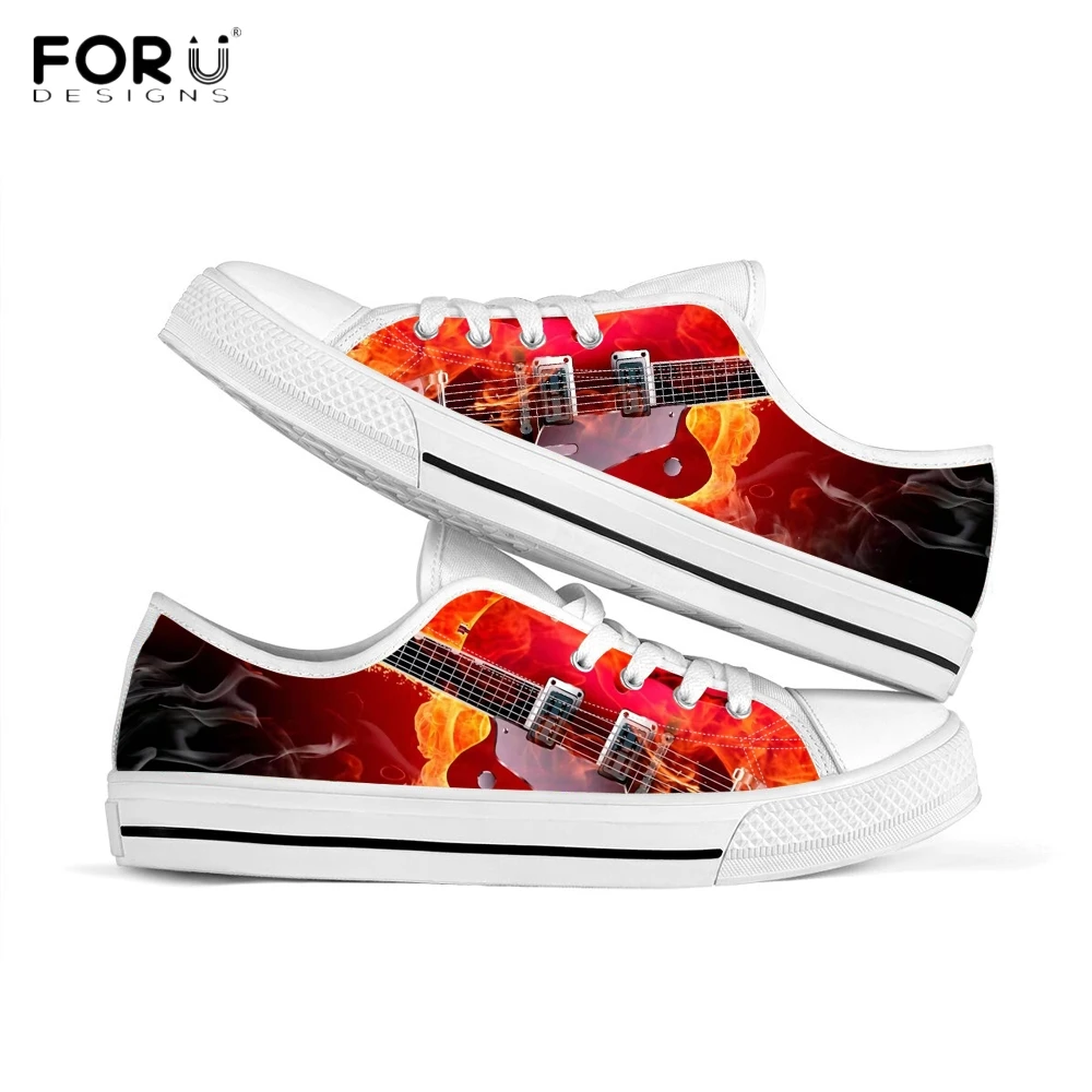 Кроссовки FORUDESIGNS женские с 3D рисунком огненной гитары модная повседневная