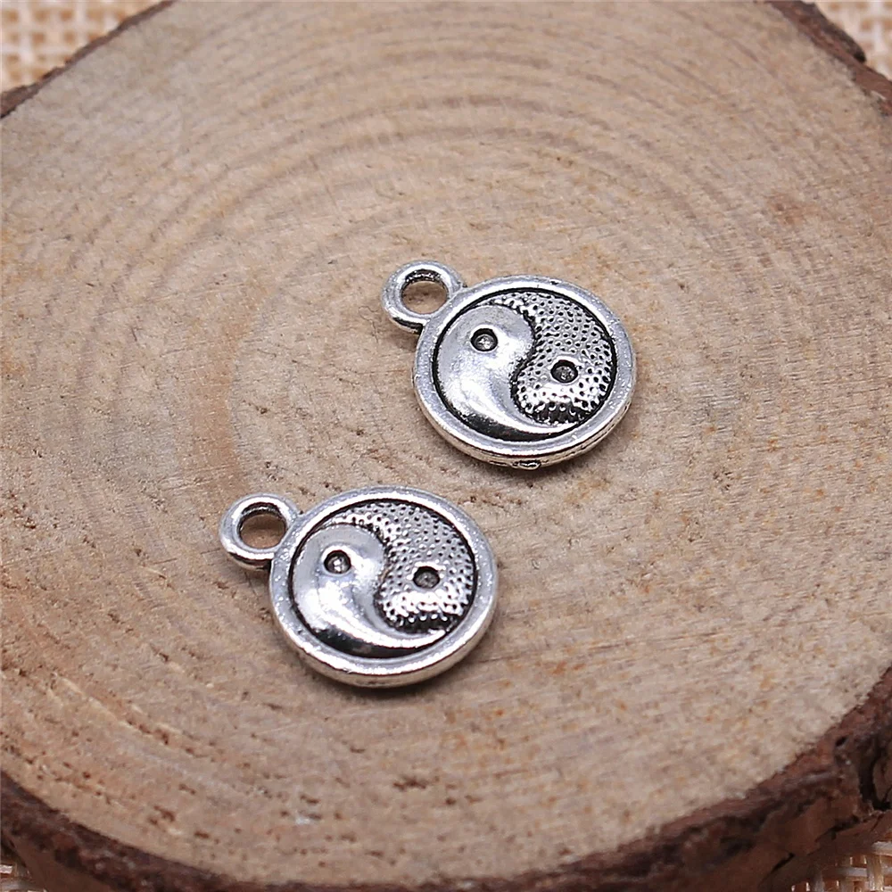 

free shipping 81pcs 10mm antique silver Tai Chi charms diy retro jewelry fit Earring keychain hair card pendant accessories