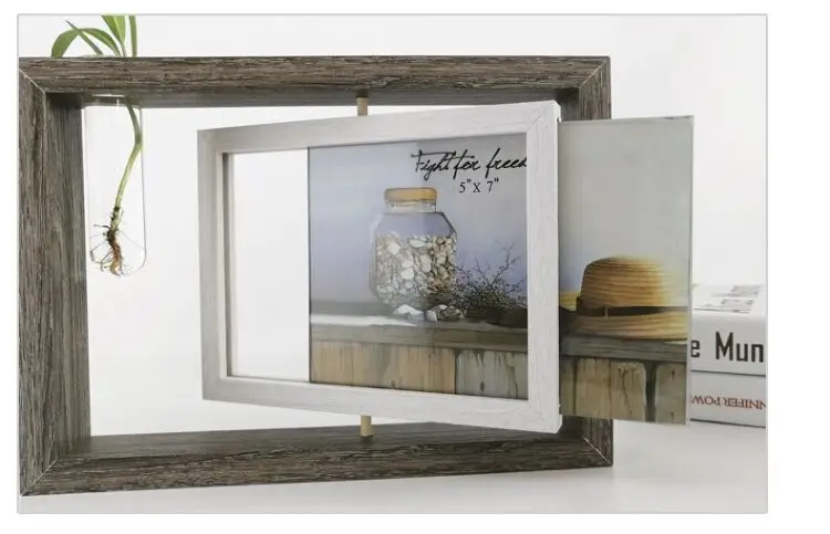 Деревянная настольная двухсторонняя Поворотная рамка для фотографий размером 5X7