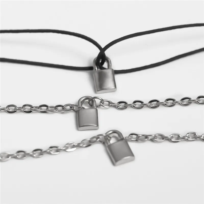 Готический замок кулон браслеты для женщин Мода панк кожа цепь золотые ювелирные