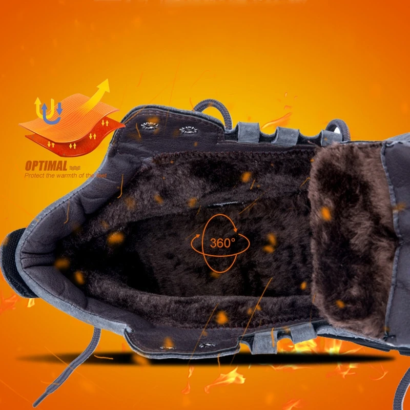 Мужские зимние теплые бархатные защитные ботинки со стальным носком ссветильник