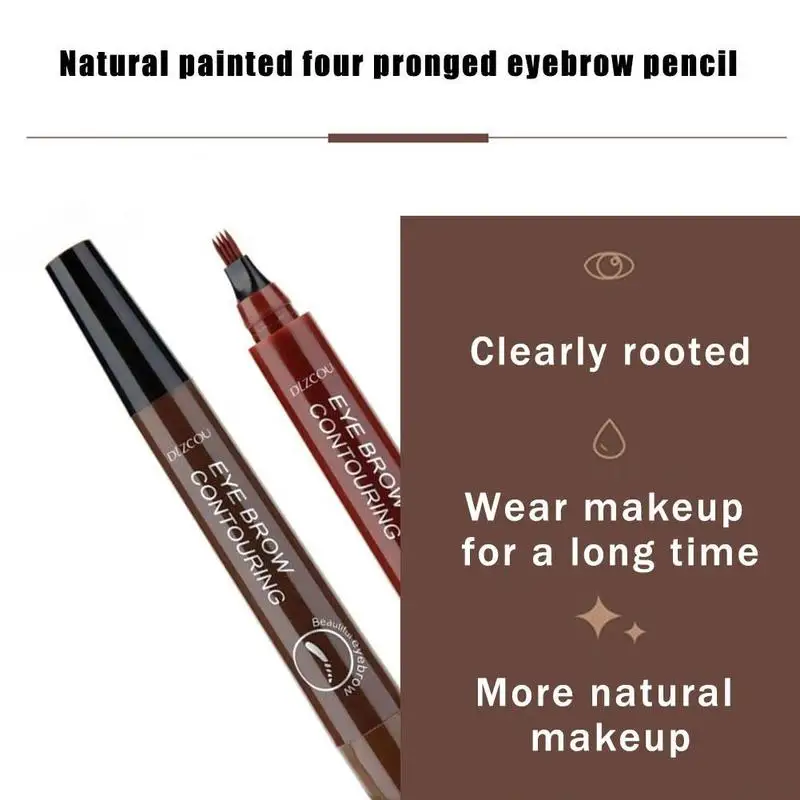 

1pcs Waterproof Long Lasting Tattoo Natural Eyebrow Brown Eyebrow Color Tint Four-claw Eyebrow Tip Fork Pencil Black F2S5
