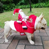 funny santa claus costume for dogs winter warm dog coat chihuahua pug yorkshire clothing christmas pet dog dressing up clothes
