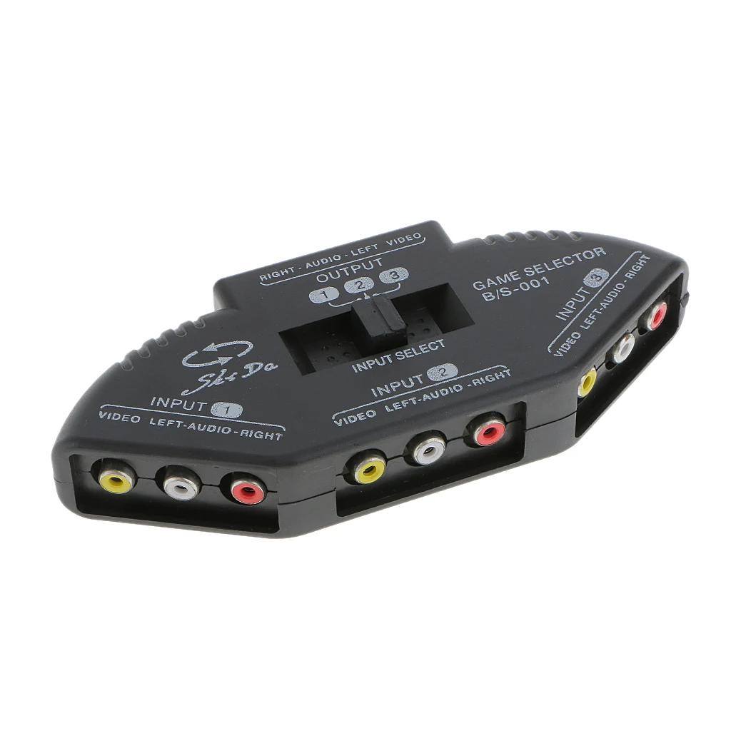 AV мульти вход выход 3-Way RCA аудио Селектор Видео переключатель коробка черный