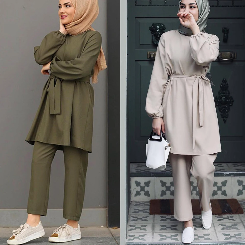 2021 комплект из двух предметов Абая для мусульман Дубай турецкие топы штаны