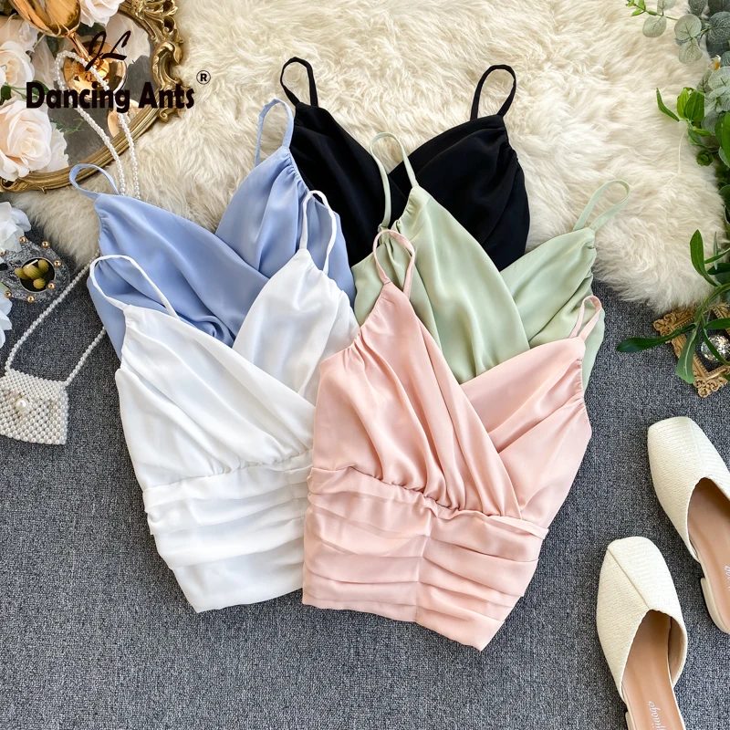 Женский жилет с открытой спиной элегантный короткий однотонный топ рюшами и