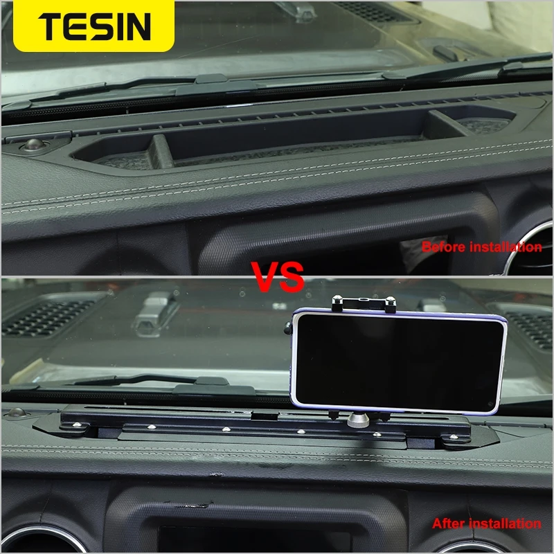 tesin gps stand holder for jeep wrangler jl car mobile phone support holder interior accessories for jeep gladiator jt 2018 2020 free global shipping