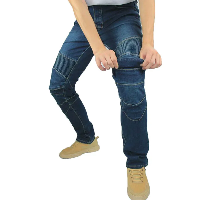 Мото брюки с вышивкой мотоциклетные джинсы защитой от падения тонкие джинсовые