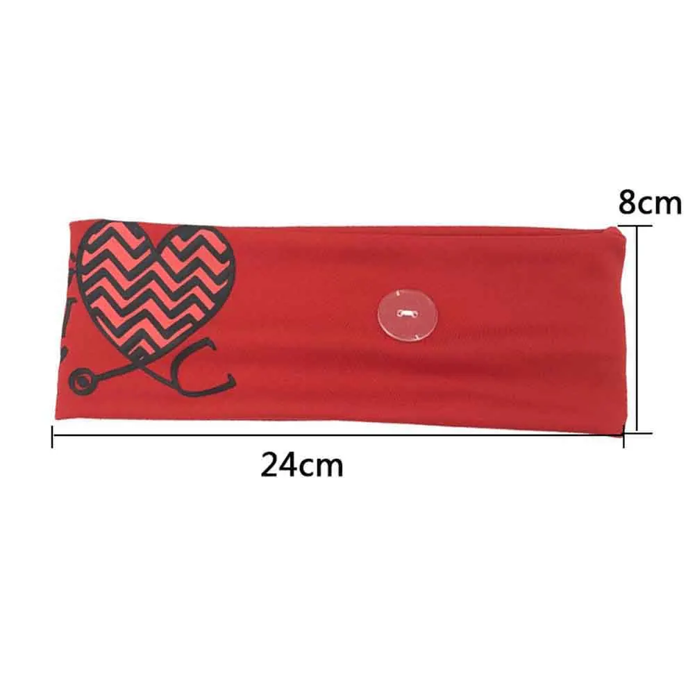 

Elastic Headband Ears Protection Running Sports Yoga Hair Band Button Headwear