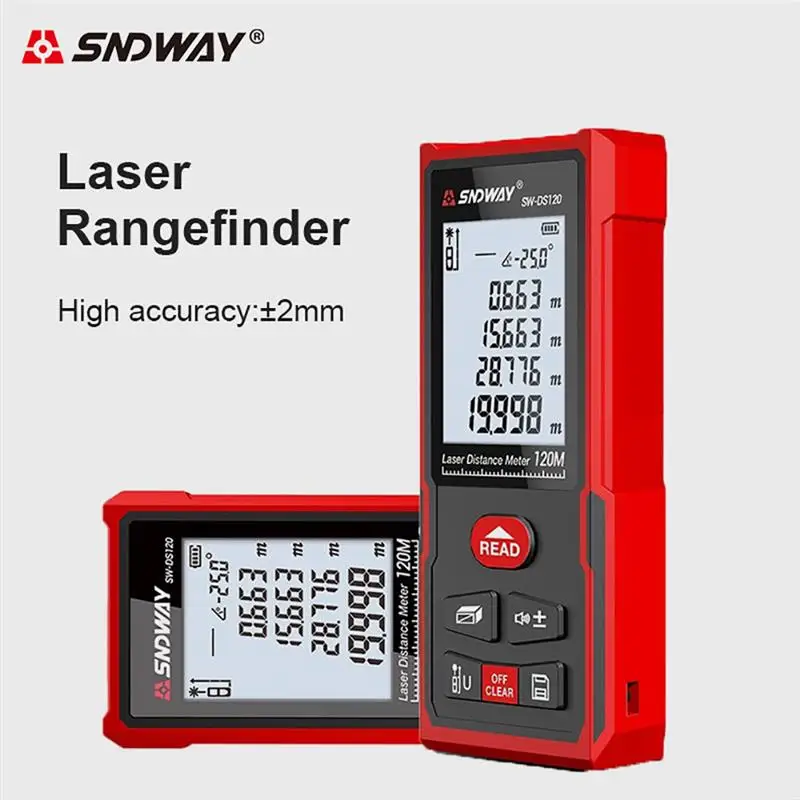 

SNDWAY laser distance meter 120M 100M 70M 50M rangefinder trena laser tape range finder build measure device ruler test tool