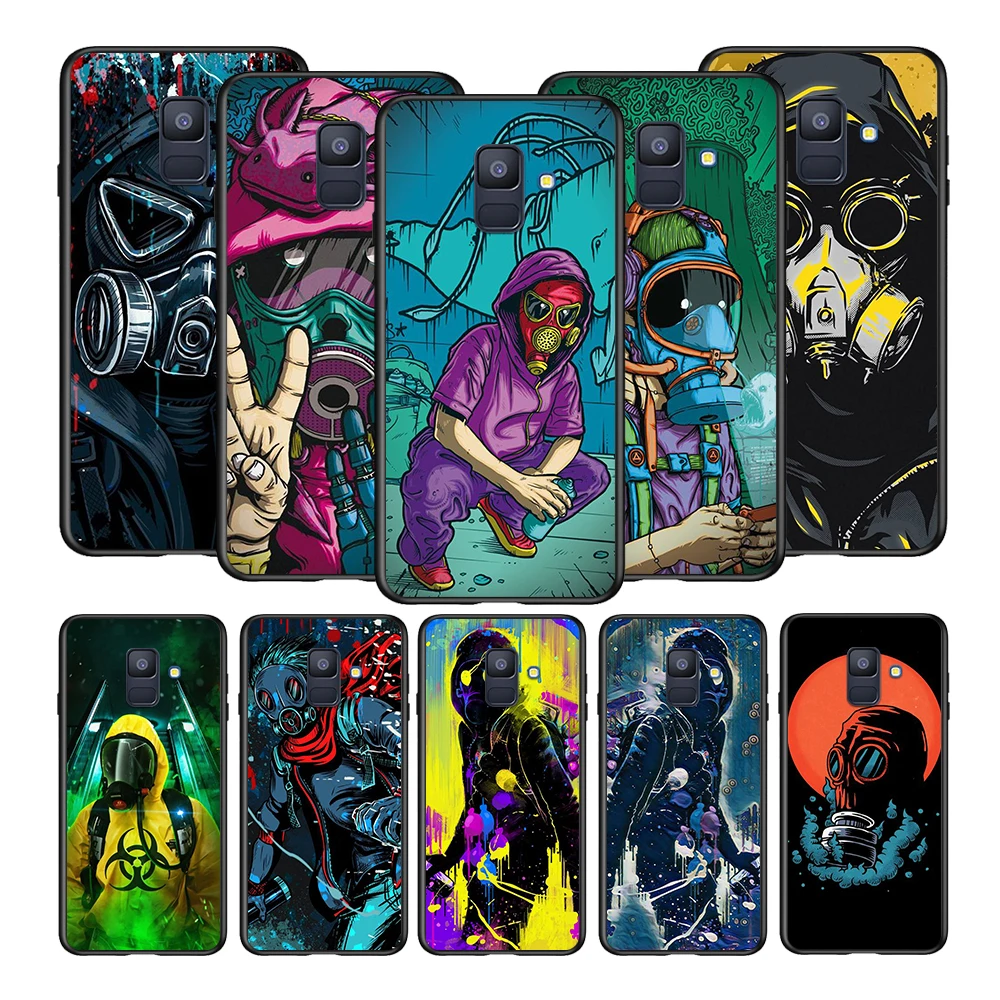 

Cool Gas Mask Smiley For Samsung Galaxy A8 A9 A7 A750 A6 A5 A3 A6S A8S Star Plus 2016 2017 2018 Black Phone Case