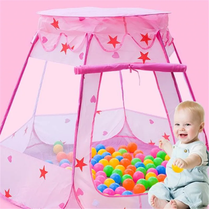 

Kids Ocean Ball Pit Pool Toys Fairy House Playhut Tent Baby Toy Tents Pink Blue Baby Girls Outdoor& Indoor Princess Play Tent