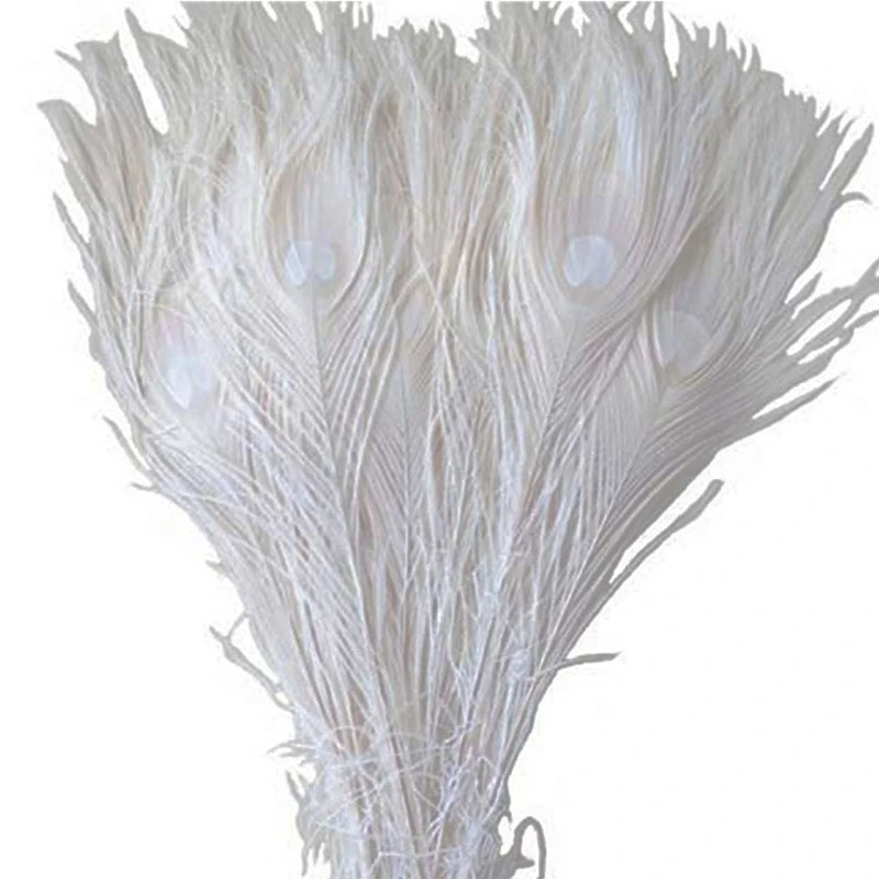 

50 PCS/Natural White Peacock Feathers in the Eye, 10 to 12 Inches of the Peacock Feather Wedding Decoration