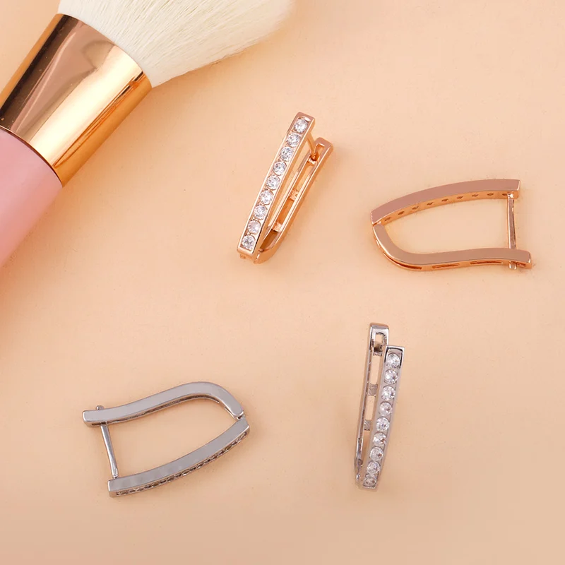 Модные геометрические серьги OCESRIO из розового золота 585 с натуральными камнями