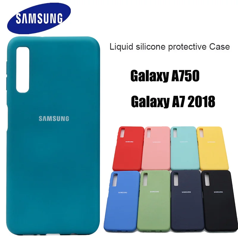 Фото Оригинальный Мягкий защитный чехол из жидкого силикона для Samsung A7 2018 A750 мягкий