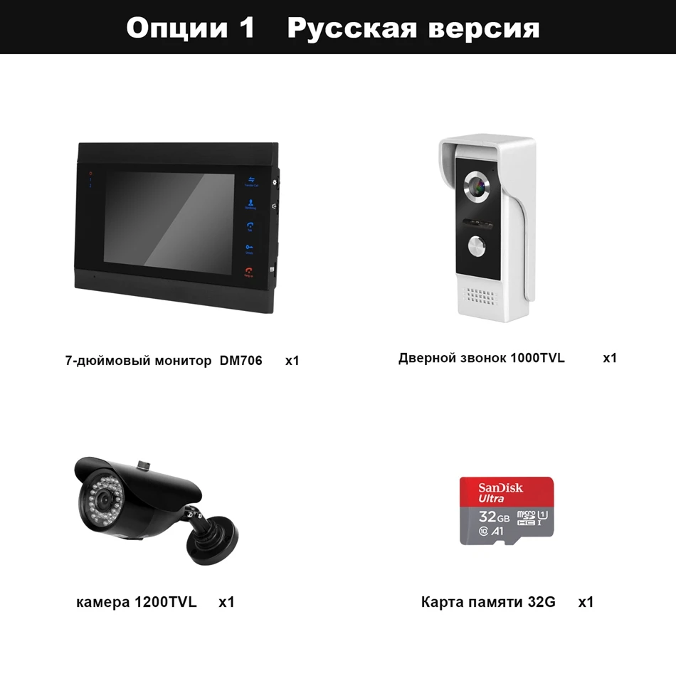 Russian version HomeFong Проводная видеодомофон с инфракрасной камерой ночного видения Поддержка Запись с обнаружением движения домашняя система безопасности комплекты - Цвет: Russian version