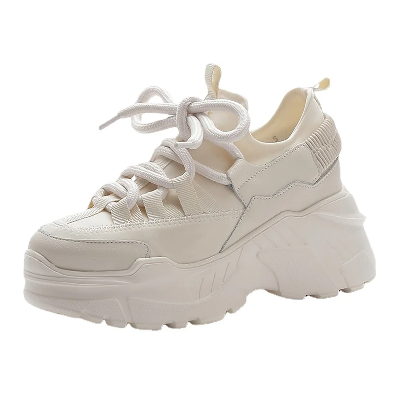 

Женская обувь DONGNANFENG для девушек студенток из натуральной кожи Lycab Белая обувь кроссовки на платформе со шнуровкой увеличенная стелька