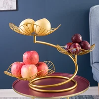 nordic style fruit plate net red creative modern living room household snack plate simple iron multi layer luxury fruit basket