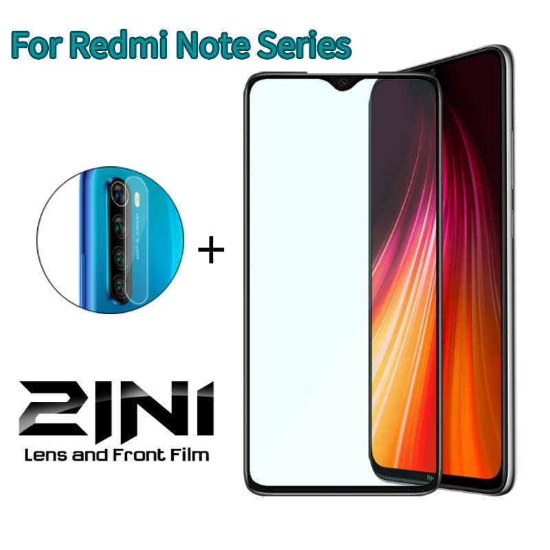 2 в 1 объектив камеры закаленное стекло для Xiaomi Redmi Note 6 7 8 Pro протектор экрана