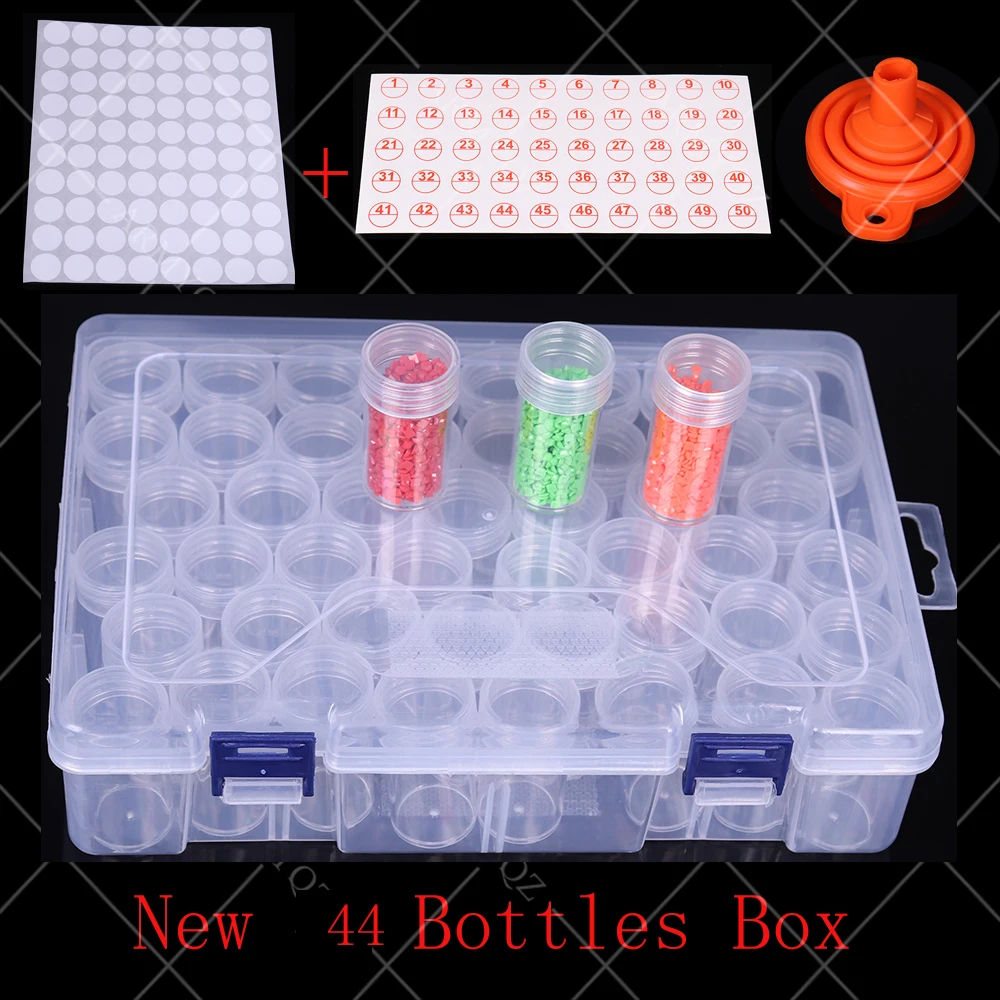 

28/44pcs Bottles Diamond Painting Tools Accessories Storage Box Beads Container Diamond Embroidery Stone Mosaic Convenience Box