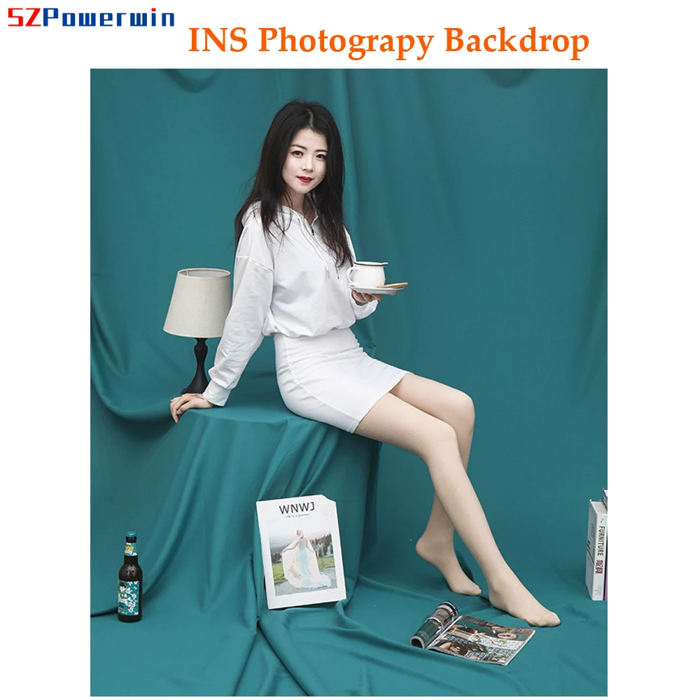 SZPowerwin 2.4x1m 2.4x2m 2.4x3m 2.4x4m INS Style Cotton Photography Backdrop Chroma Key Background Cloth For Live Video Vlogger |