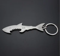 500pcs shark shaped bottle opener keychain shaped zinc alloy silver color key ring beer bottle opener unique gift wholesale