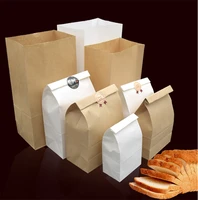 100 pcs kraft paper food bags baking packaging coated film oil proof bread toast takeaway hand made package bags