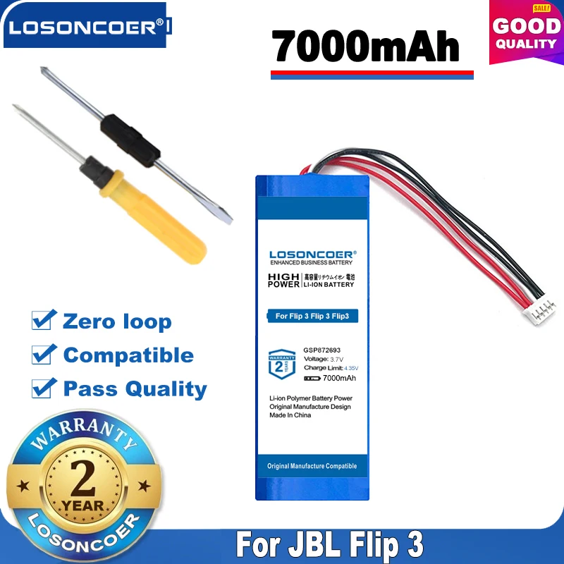 100% оригинал LOSONCOER GSP872693 5200 мАч батарея для JBL Flip 3 Flip3 P763098 03 колонки