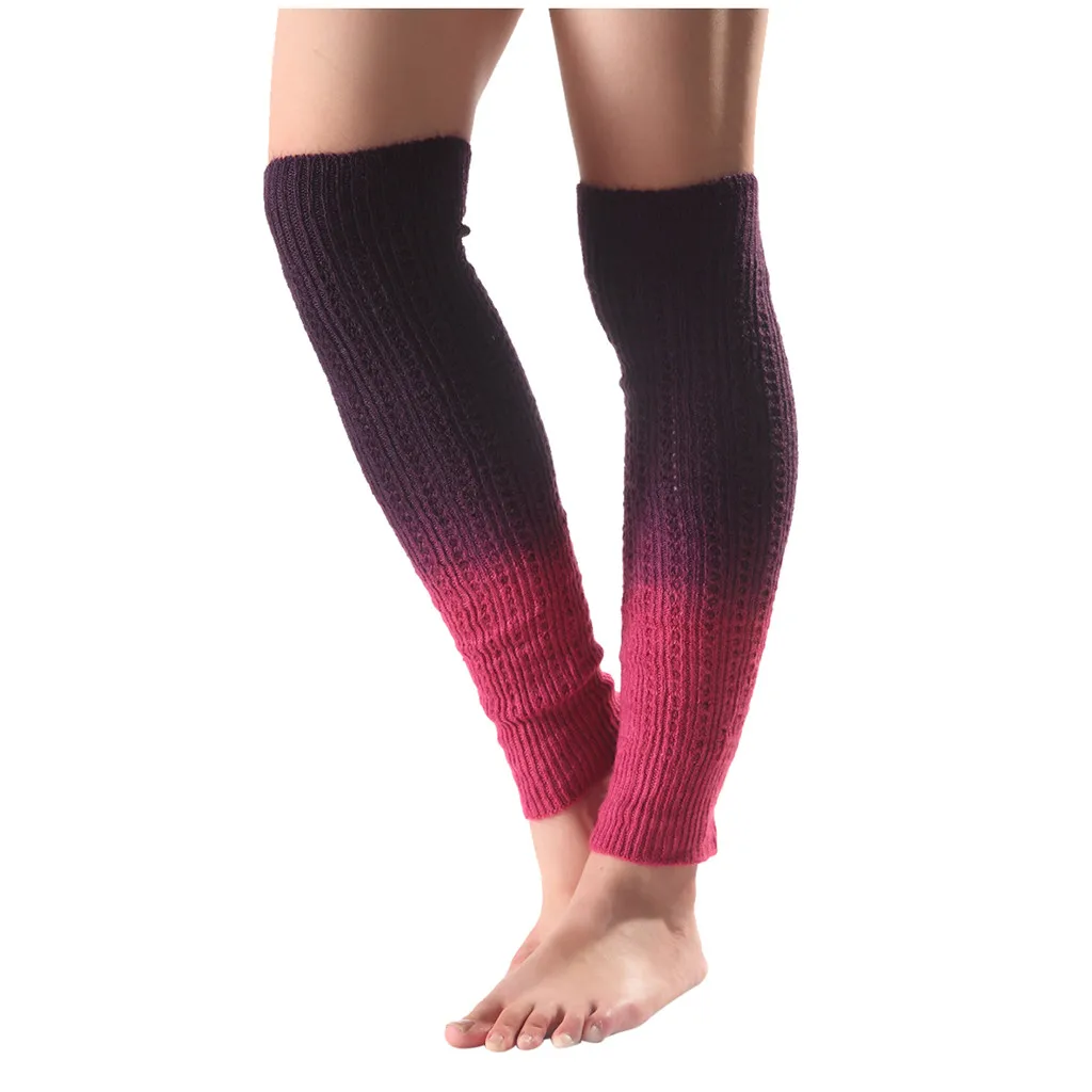 Женские высокие теплые гольфы зимние разноцветные шерстяные носки Длинные Гетры
